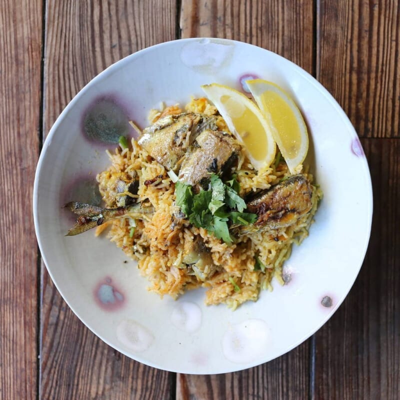 秋刀魚のビリヤニのレシピ|魚介で作る本格スパイス混ぜご飯料理 の完成写真