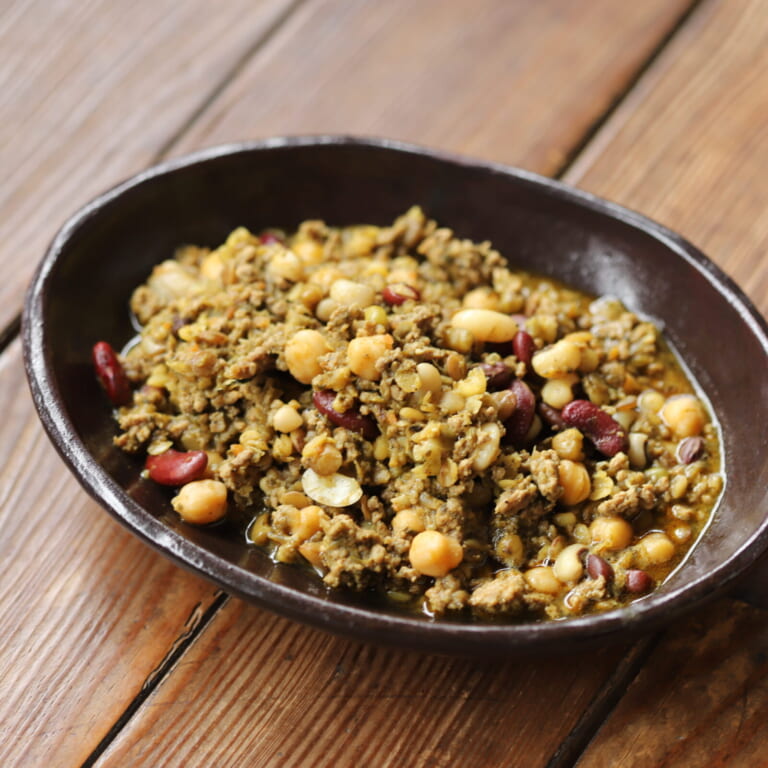 はたけのカレーペーストを使った豆と挽肉のカレー　スパイスレシピ#244