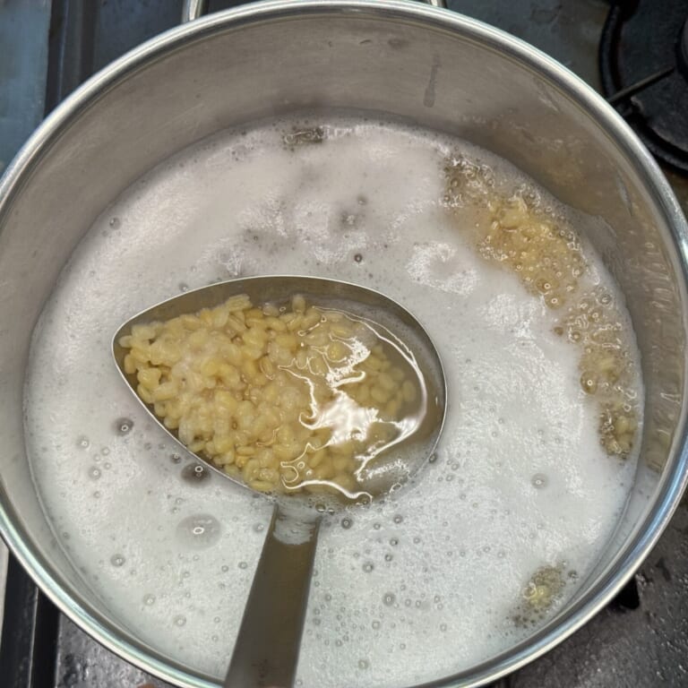 手順 2: 鍋にムングダールと水を加え煮込んでいく。