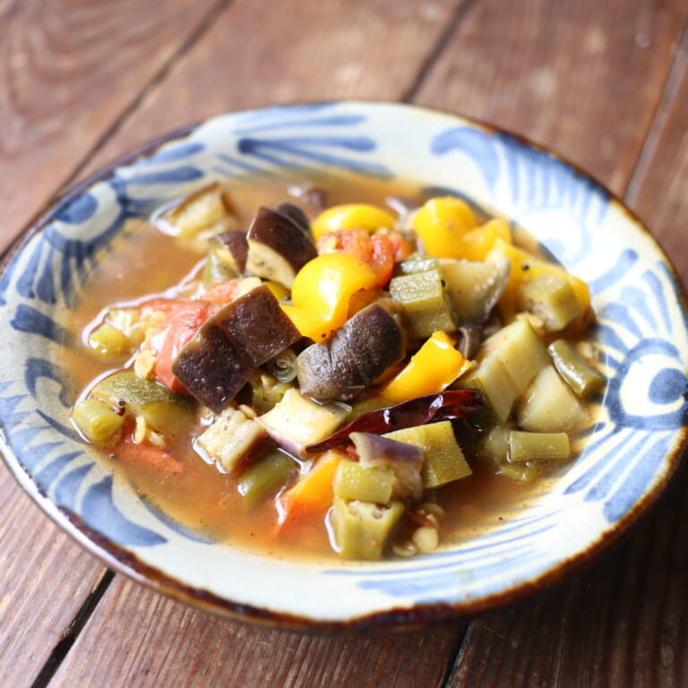 野菜たっぷり！夏野菜と梅干しのカレー　スパイスレシピ#452